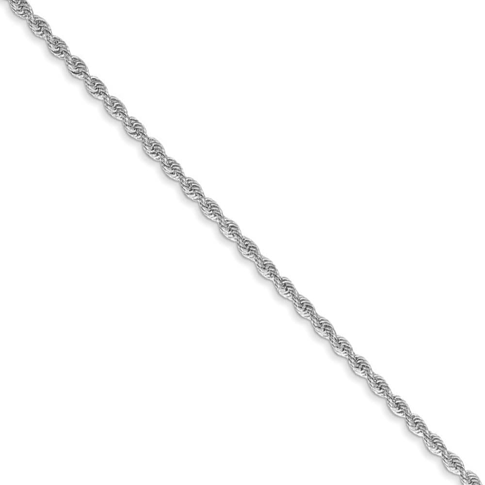 The Black Bow 1.5mm, 14k White Gold, Handmade D/C Solid Rope Chain Necklace, 20 Inch