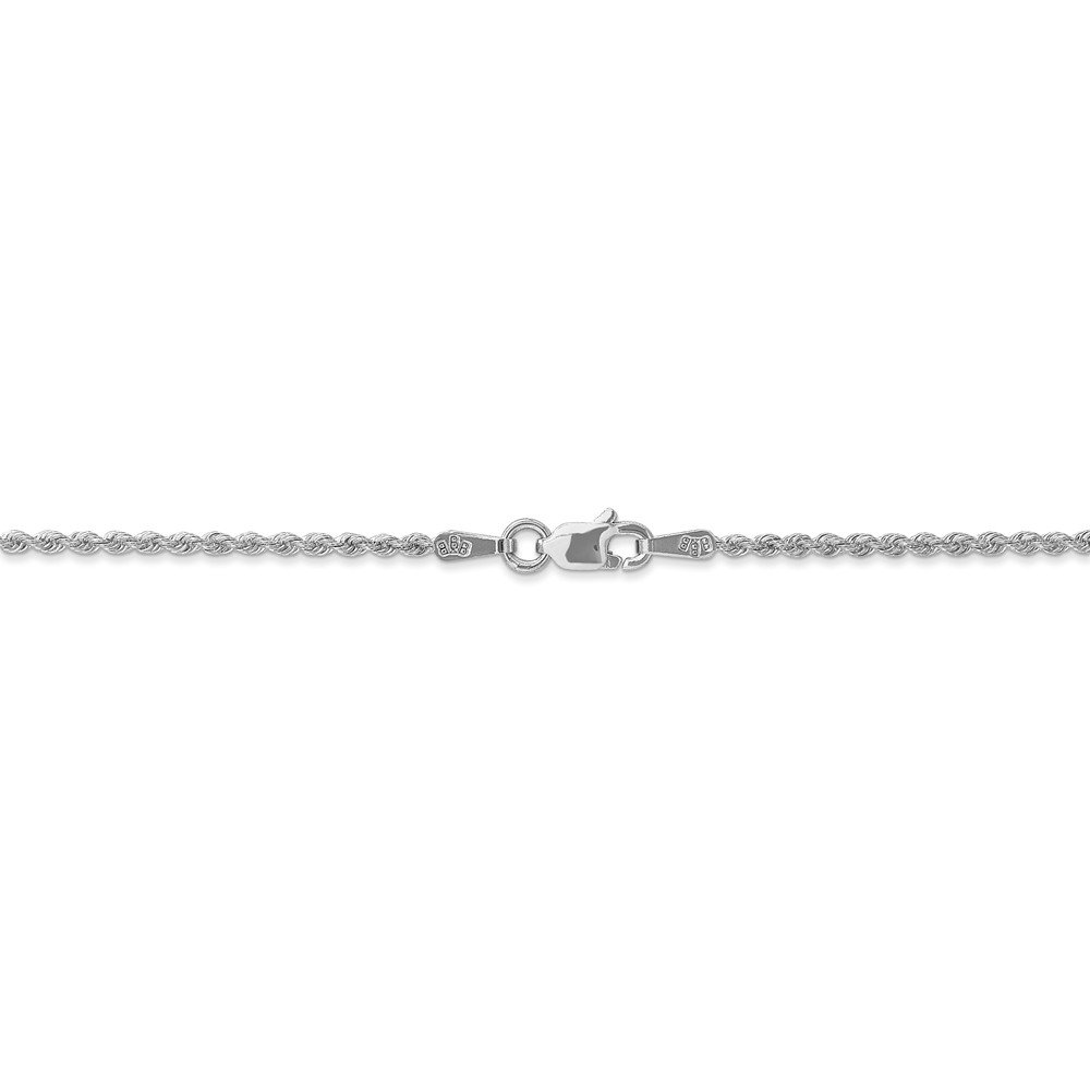 The Black Bow 1.5mm, 14k White Gold, Handmade D/C Solid Rope Chain Necklace, 20 Inch