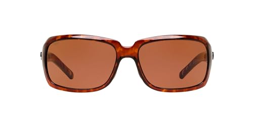 Costa Del Mar Womens Isabela Rectangular Sunglasses, Tortoise/Copper Polarized-580P, 64 mm