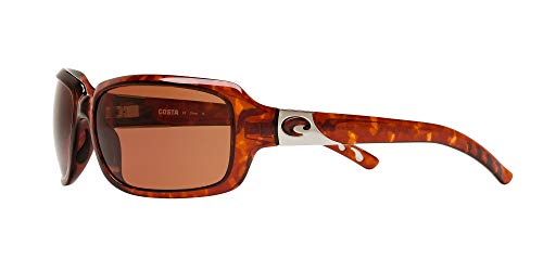 Costa Del Mar Womens Isabela Rectangular Sunglasses, Tortoise/Copper Polarized-580P, 64 mm