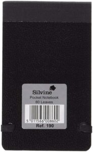 silvine pocket notebook elasticated stiff cover 160pp 75gsm 82x127mm ref 190 [pack 12] (190)