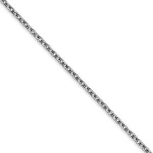 the black bow 2mm, 14k white gold solid link cable chain necklace, 18 inch