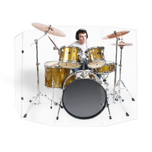 PENNZONI Drum Shield 4ft w/Chrome Hinges, Comes w/ 4 Drum Panels, & 6 Chrome Hinges, Premium Clear Acrylic Panels, Drum Screen