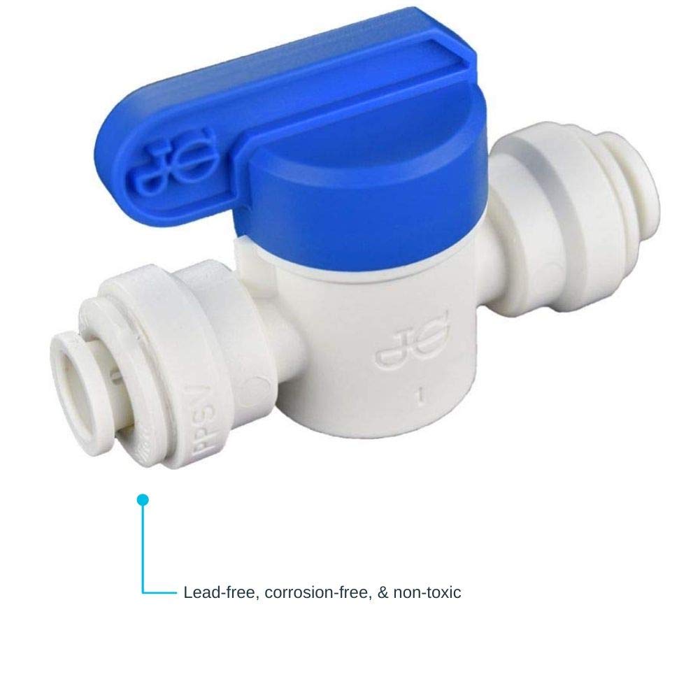 John Guest Speedfit 1/4 Inch Shut Off Valve, Push to Connect Plastic Plumbing Fitting, PPSV040808WP