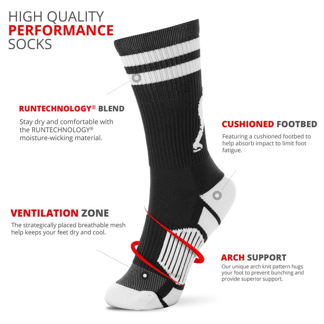 ChalkTalkSPORTS Hockey Half Cushioned Crew Socks | Hockey Player | Black/White