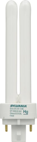 LEDVANCE Sylvania 20667 Compact Fluorescent 4 Pin Double Tube 4100K, 13-watt, White