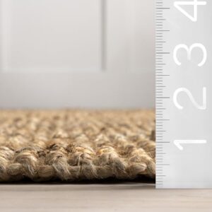 nuLOOM 8x10 Daniela Jute Tassel Hand Woven Area Rug, Natural, Solid Chunky Farmhouse Design, Natural Fiber, For Bedroom, Dining Room, Living Room, Hallway, Office, Entryway