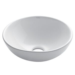 kraus kcv-141 white round ceramic bathroom sink 15.7 inch