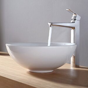 Kraus KCV-141 White Round Ceramic Bathroom Sink 15.7 Inch