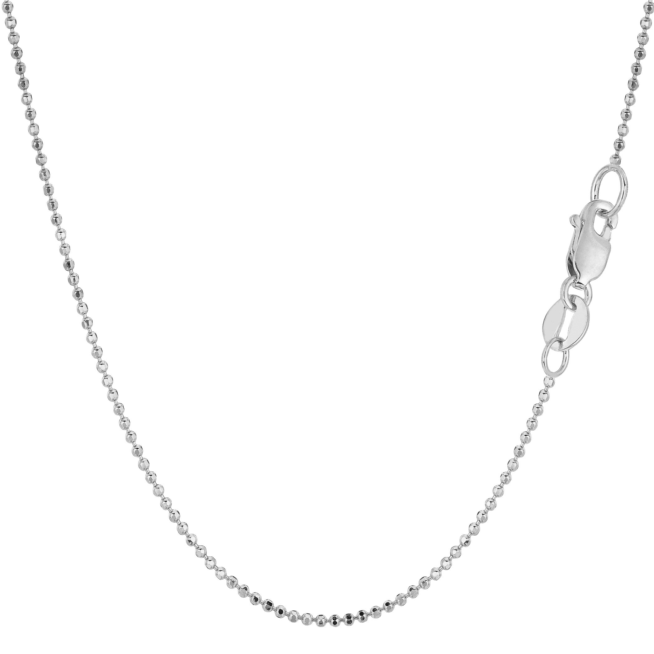 Jewelry Affairs 14k White Real Gold Diamond Cut Bead Chain Necklace, 1.2mm, 16"