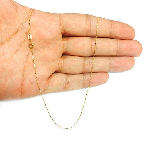 Jewelry Affairs 14k Real Solid Gold Box Style Chain Necklace, 0.6mm (20 Inches, Yellow Gold)