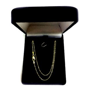 Jewelry Affairs 14k Yellow Real Gold Diamond Cut Bead Chain Necklace, 1.2mm, 18"