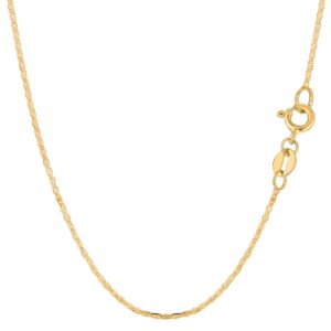 jewelry affairs 14k yellow real gold mariner link chain necklace, 1.2mm, 18"