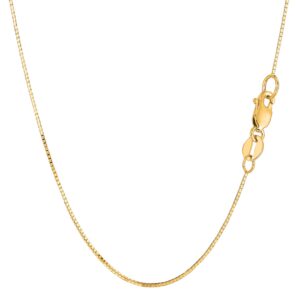 Jewelry Affairs 14k Yellow Real Solid Gold Mirror Box Chain Necklace, 0.7mm, 20"