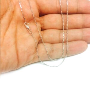 Jewelry Affairs 14k White Real Gold Cable Link Chain Necklace, 1.1mm, 18"