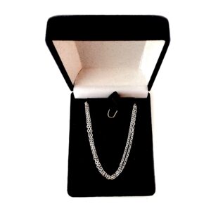 Jewelry Affairs 14k White Real Gold Cable Link Chain Necklace, 1.9mm, 24"