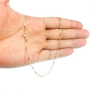 Jewelry Affairs 14k Yellow Real Solid Gold Mirror Box Chain Necklace, 1mm, 18"