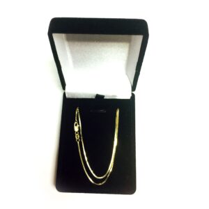 Jewelry Affairs 14k Yellow Real Solid Gold Mirror Box Chain Necklace, 1mm, 18"