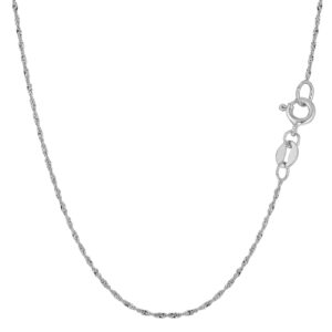 Jewelry Affairs 14k White Real Gold Singapore Chain Necklace, 1.0mm, 16"