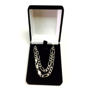 Jewelry Affairs 14k White Solid Real Solid Gold Figaro Chain Necklace, 5.0mm, 18"