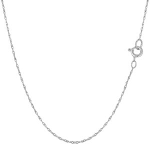 jewelry affairs 14k white real gold rope chain necklace, 0.6mm, 16"