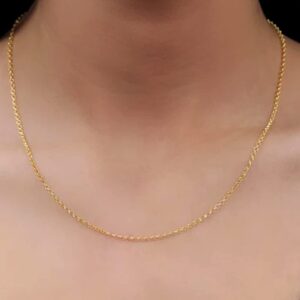 Jewelry Affairs 14k Yellow Real Gold Forsantina Chain Necklace, 1.5mm, 20"