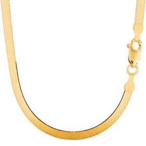 Jewelry Affairs 14k Yellow Real Solid Gold Imperial Herringbone Chain Necklace, 4.7mm, 20"