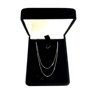 Jewelry Affairs 14k Real Solid Gold Box Style Chain Necklace, 0.6mm (20 Inches, White Gold)