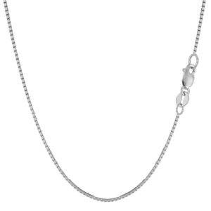 jewelry affairs 14k white solid real solid gold mirror box chain necklace, 1.0mm, 18"