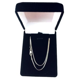 Jewelry Affairs 14k White Solid Real Solid Gold Mirror Box Chain Necklace, 1.0mm, 18"