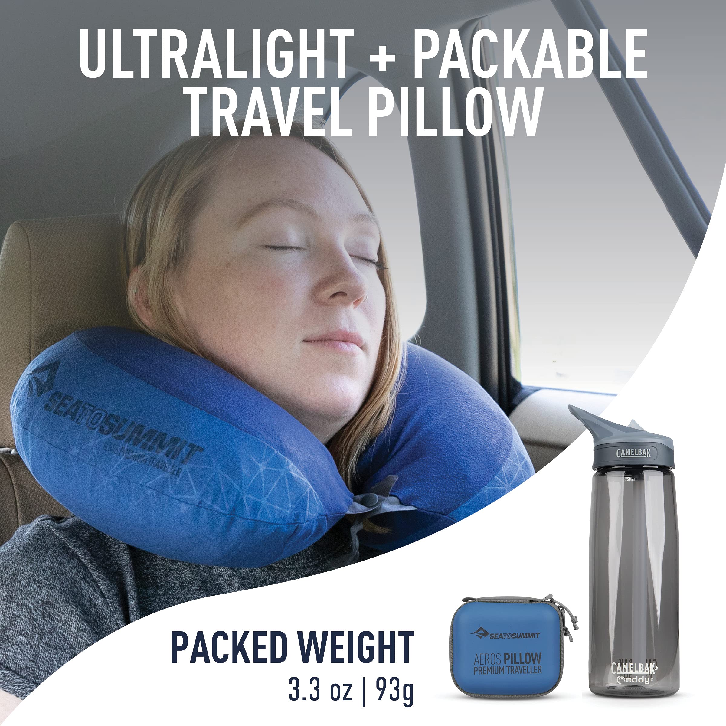 Sea to Summit Aeros Premium Traveller Inflatable Neck Pillow, Navy Blue