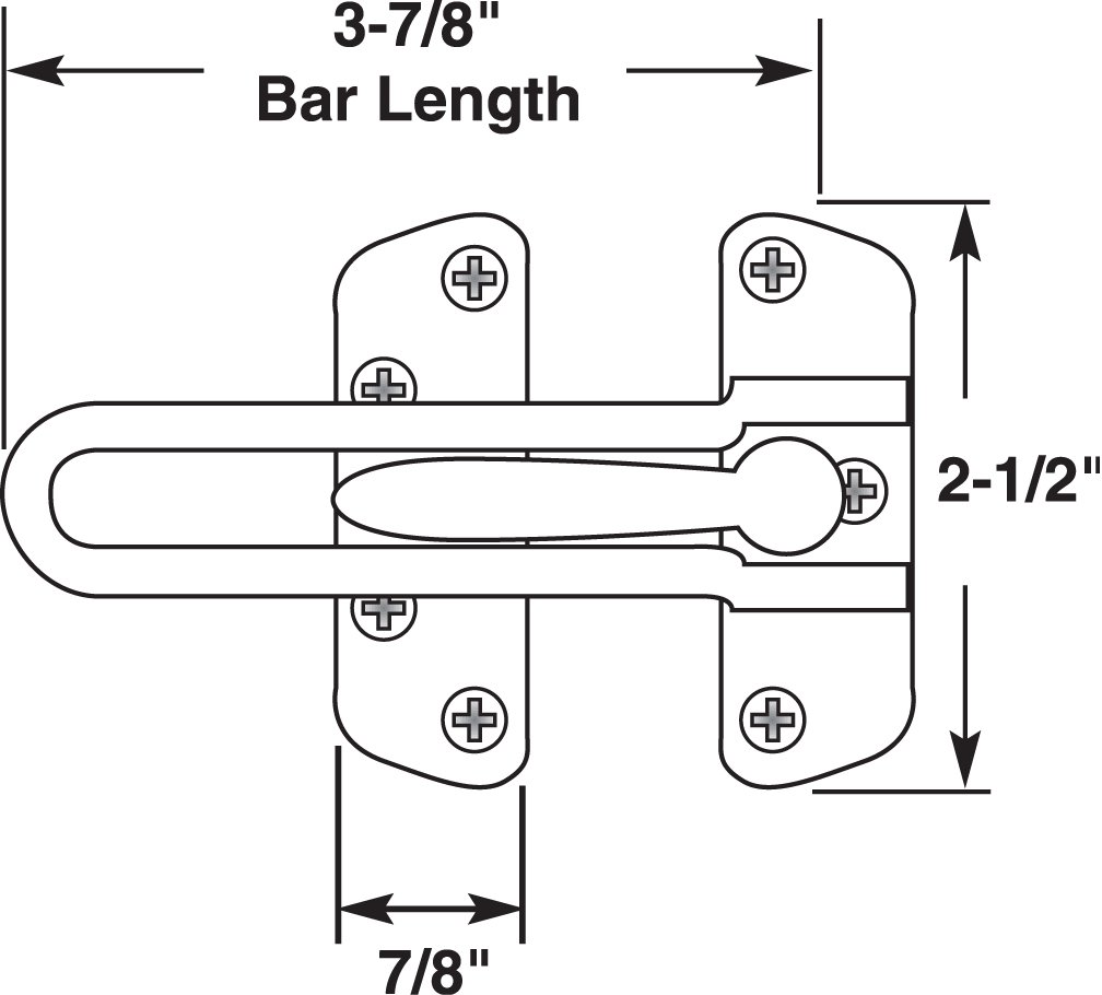 Defender Security U 10308 Prime Line Swing Bar Lock, 2-1/2 in W, Die Cast Zinc, Satin Nickel