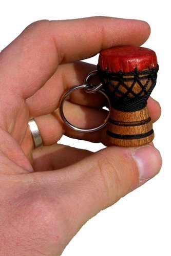 Djembe Drum Key Chain - Solid Carved Wood, Goat Skin, and Rope!