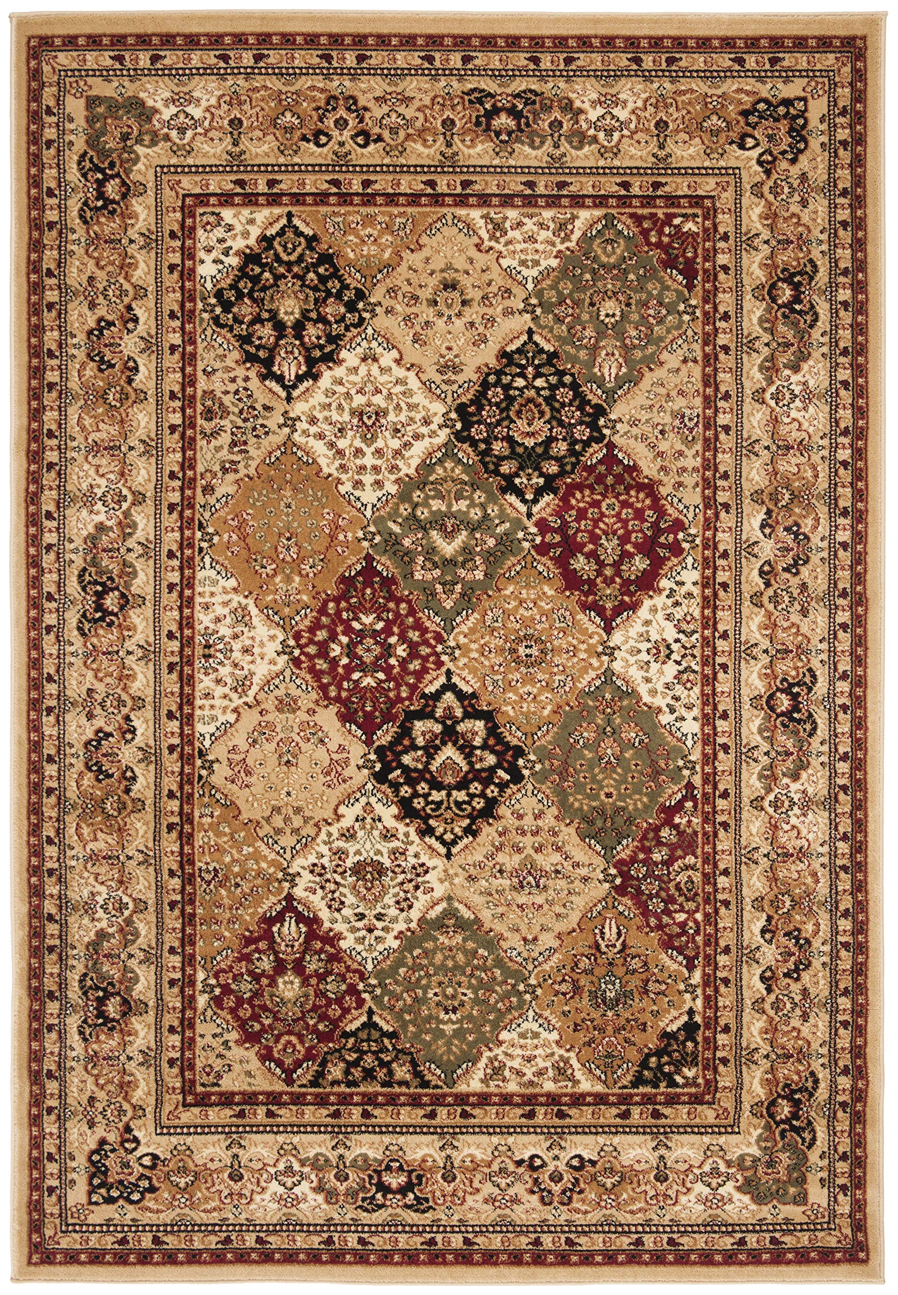 SAFAVIEH Lyndhurst Collection Area Rug - 9' x 12', Multi & Beige, Traditional Oriental Design, Non-Shedding & Easy Care, Ideal for High Traffic Areas in Living Room, Bedroom (LNH221C)