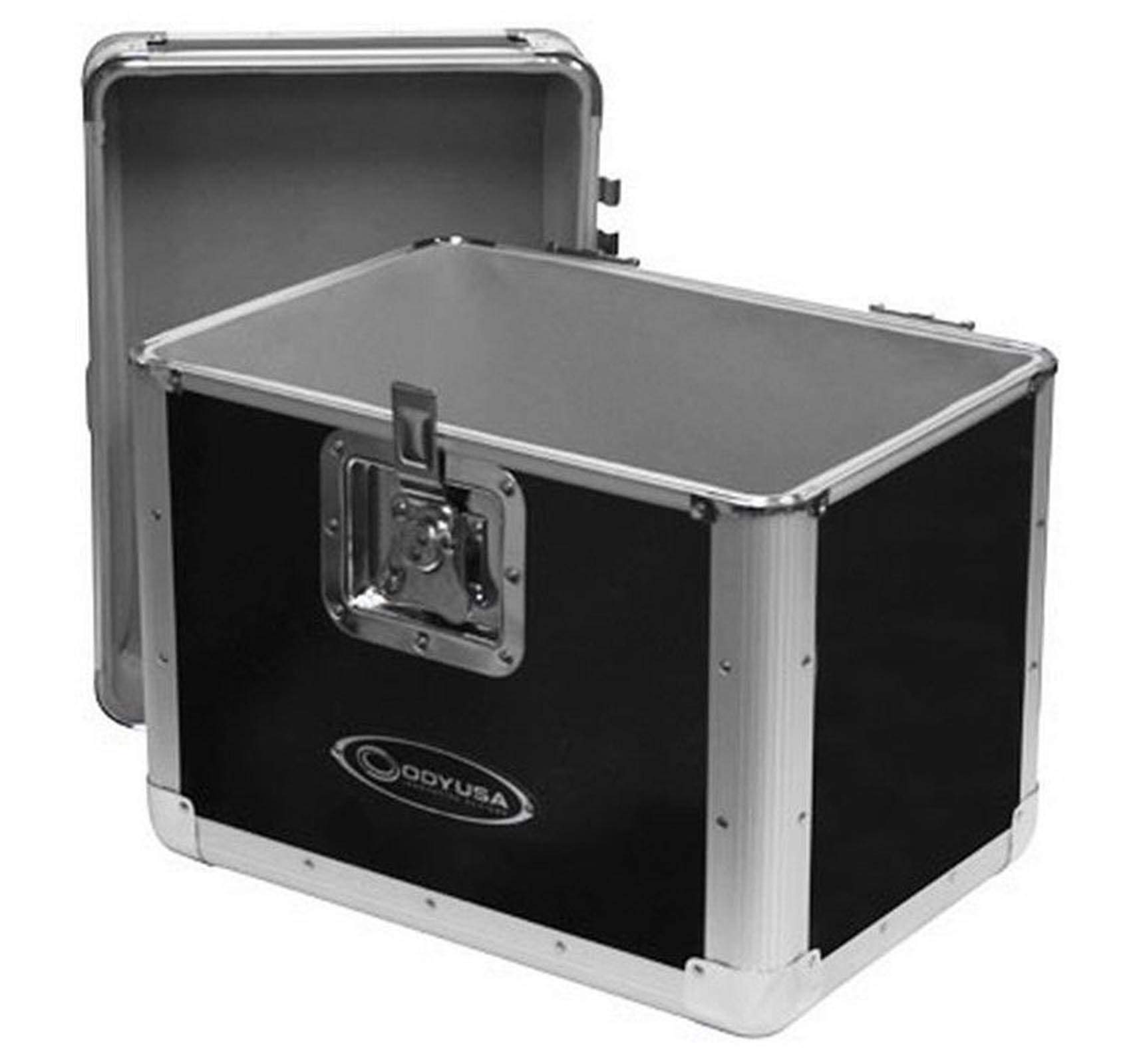 Odyssey KROM Series Record Utility Case for 70 Individual 12" Vinyl Records and LPs with Foam-Lined Interior, Secure Lock, and Handle, Silver