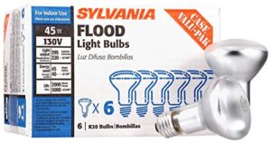 sylvania incandescent flood light bulbs, r20 45w, 295 lumens, 2,000 hours, value pack (15676), warm white, 6 pack