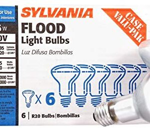 SYLVANIA Incandescent Flood Light Bulbs, R20 45W, 295 Lumens, 2,000 Hours, Value Pack (15676), Warm White, 6 Pack