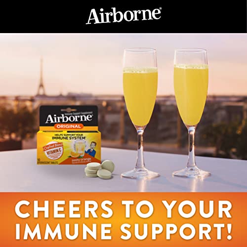 Airborne 1000mg Vitamin C with Zinc Effervescent Tablets, Immune Support Supplement with Powerful Antioxidants Vitamins A C & E - 36 Fizzy Drink Tablets, Very Berry Flavor