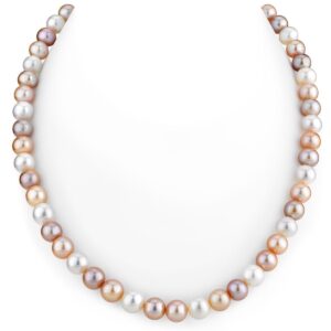 The Pearl Source 14K Gold 7-8mm AAAA Quality Multicolor Freshwater Cultured Pearl Necklace for Women in 18" Princess Length