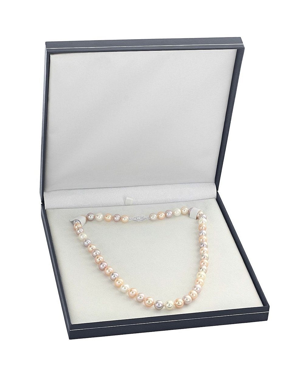 The Pearl Source 14K Gold 9-10mm AAA Quality Multicolor Freshwater Cultured Pearl Necklace for Women in 17" Princess Length