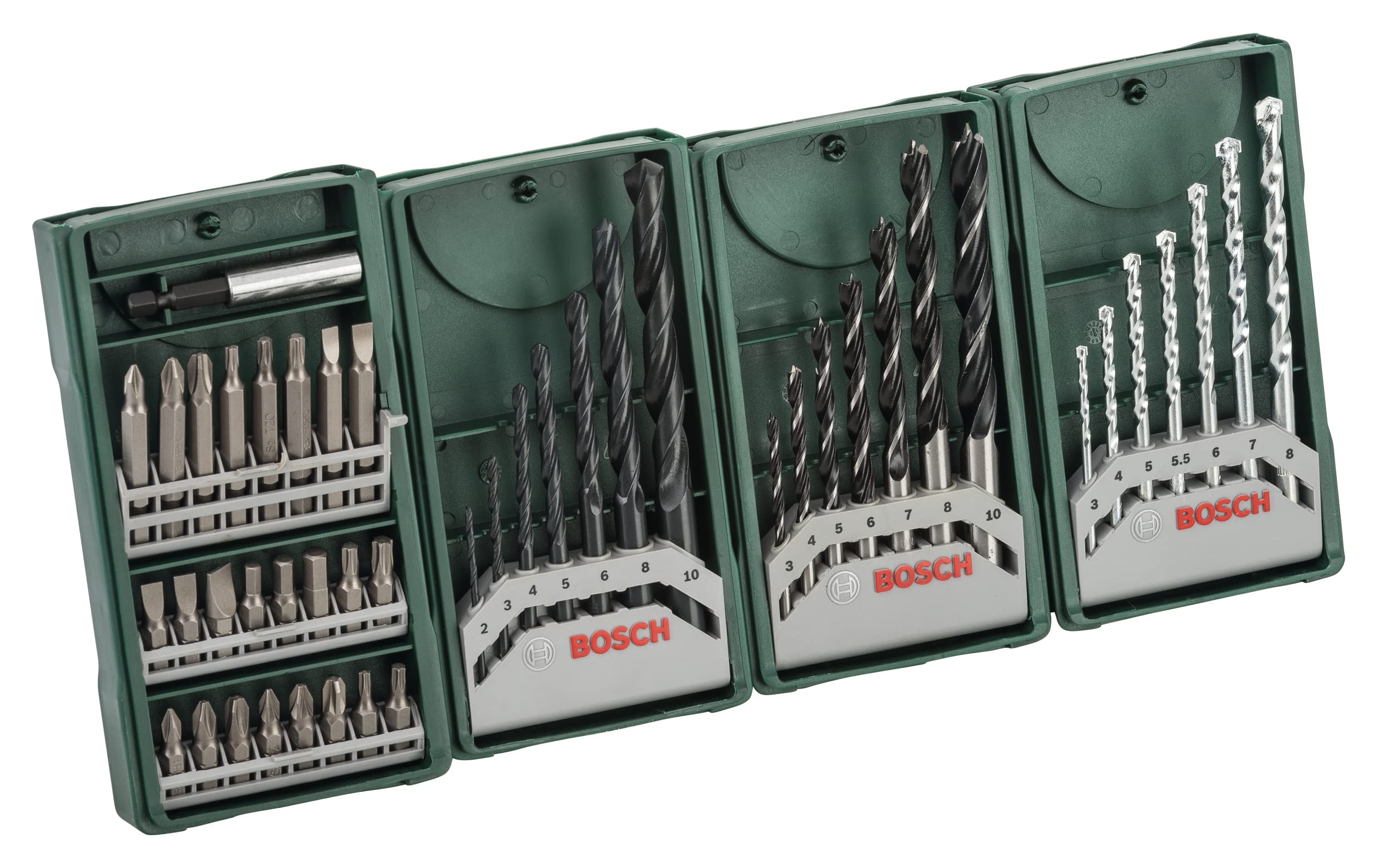 Bosch 2607017071 3 Plus 1 Mini X-Line Set New Drill Bits, Silver/Black