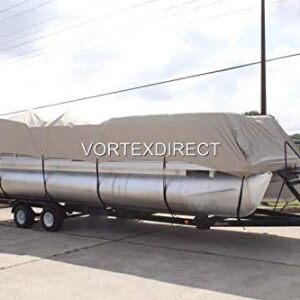 New VORTEX *TAN/Beige* 24' Ultra 3 Pontoon/Deck Boat Cover, HAS Elastic and Straps FITS 22'1" to 23' to 24' FT Long, UP to 102" Beam