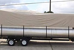 New VORTEX *TAN/Beige* 24' Ultra 3 Pontoon/Deck Boat Cover, HAS Elastic and Straps FITS 22'1" to 23' to 24' FT Long, UP to 102" Beam