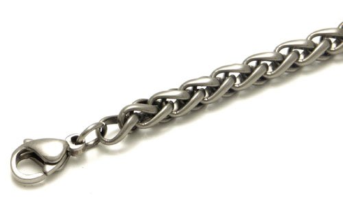 Titanium 4MM Wheat Link Bracelet 9"