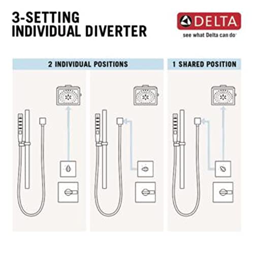 Delta Faucet Vero 3-Setting Shower Handle Diverter Trim Kit, Diverter Valve Trim Kit Brushed Nickel, 3 Way Shower Diverter, Delta Diverter Trim, Stainless T11853-SS (Valve Not Included)