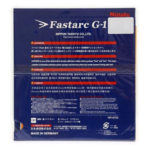 NITTAKU Fastarc G-1 Table Tennis Rubber (Black, Middle(1.4))