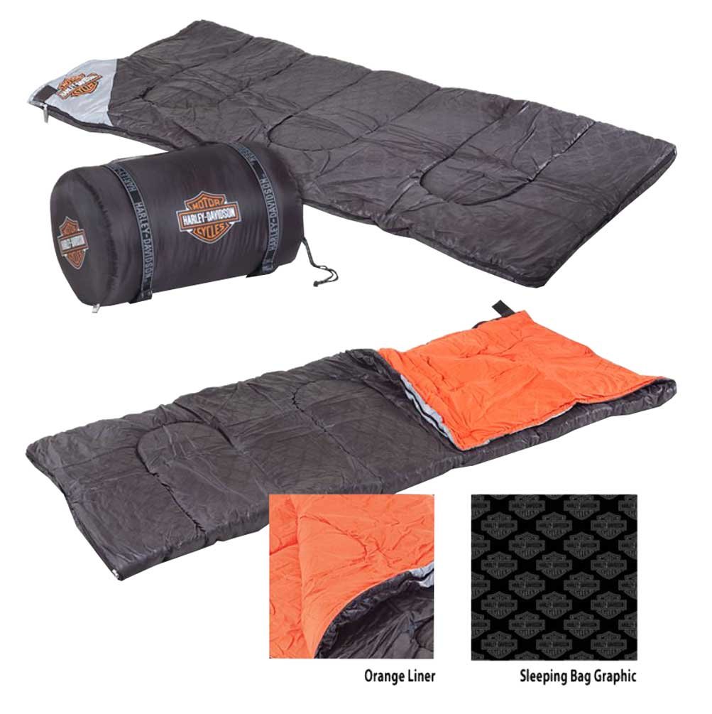 Harley-Davidson Bar & Shield Custom Sleeping Bag, Black & Orange HDL-10016