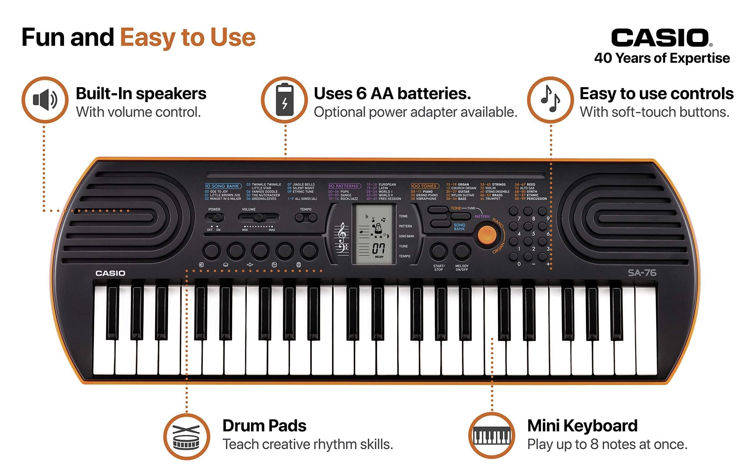 Casio SA-76 44-Key Mini Personal Keyboard