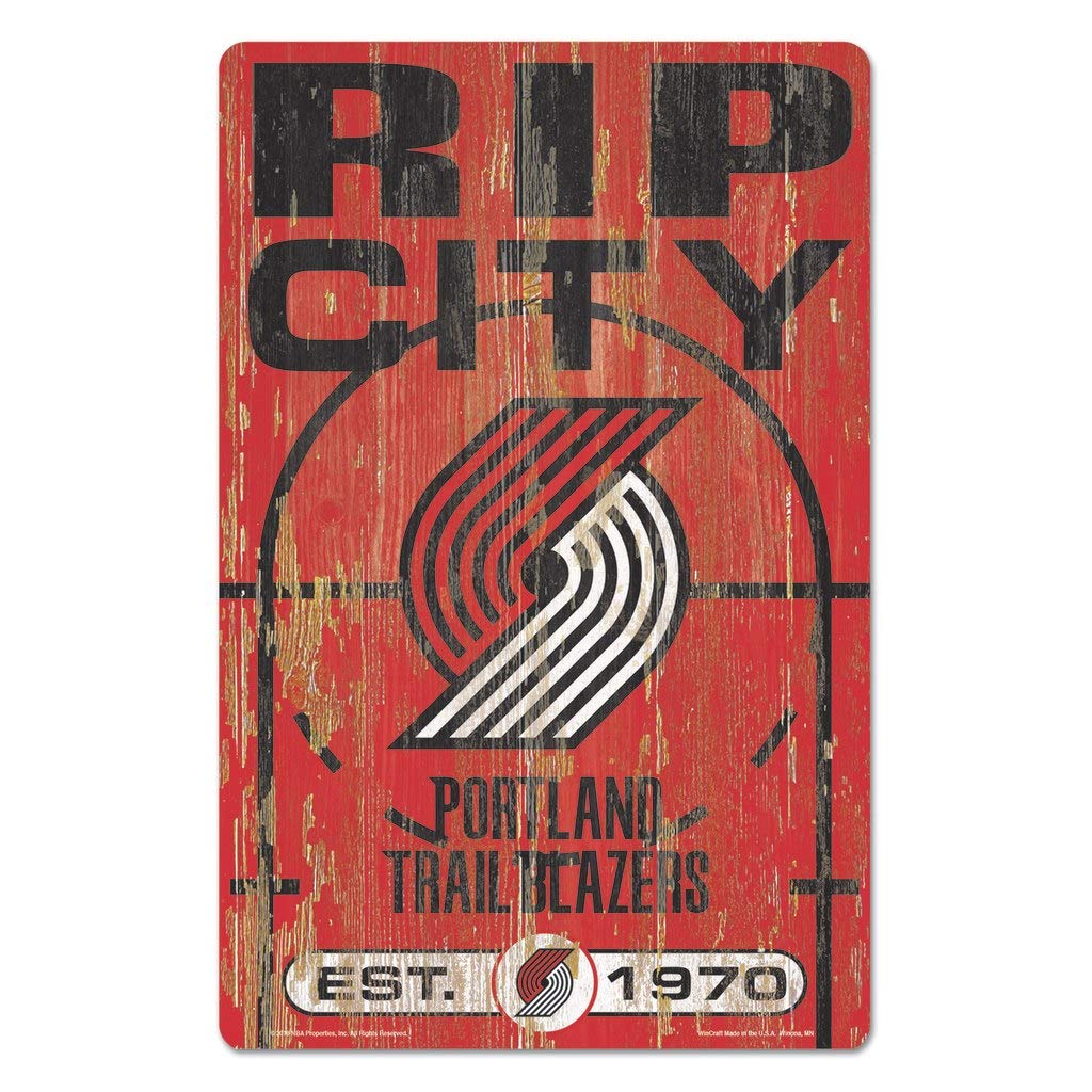 WinCraft NBA Portland Trail Blazers 72521010 Wood Sign, 11" x 17", Black