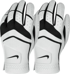 nike men's dura feel golf glove (2-pack) (white), x-large, left hand